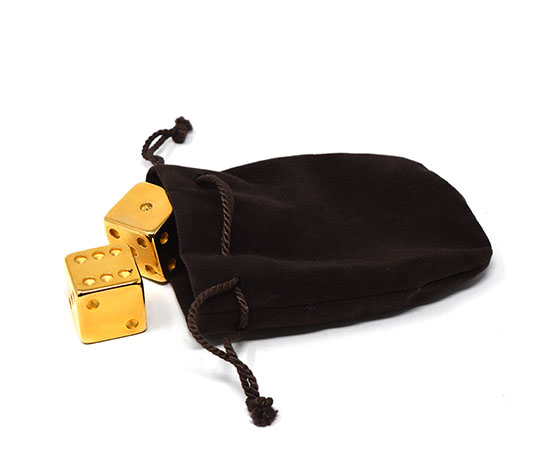 Set of 2 Gold Plated Dice in Velvet Bag main image